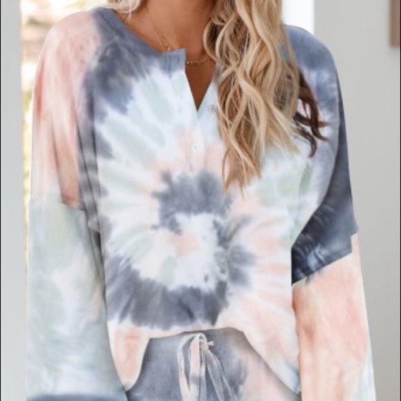 Other - New Gray & Coral XXL Tie Dye Pajama Set
